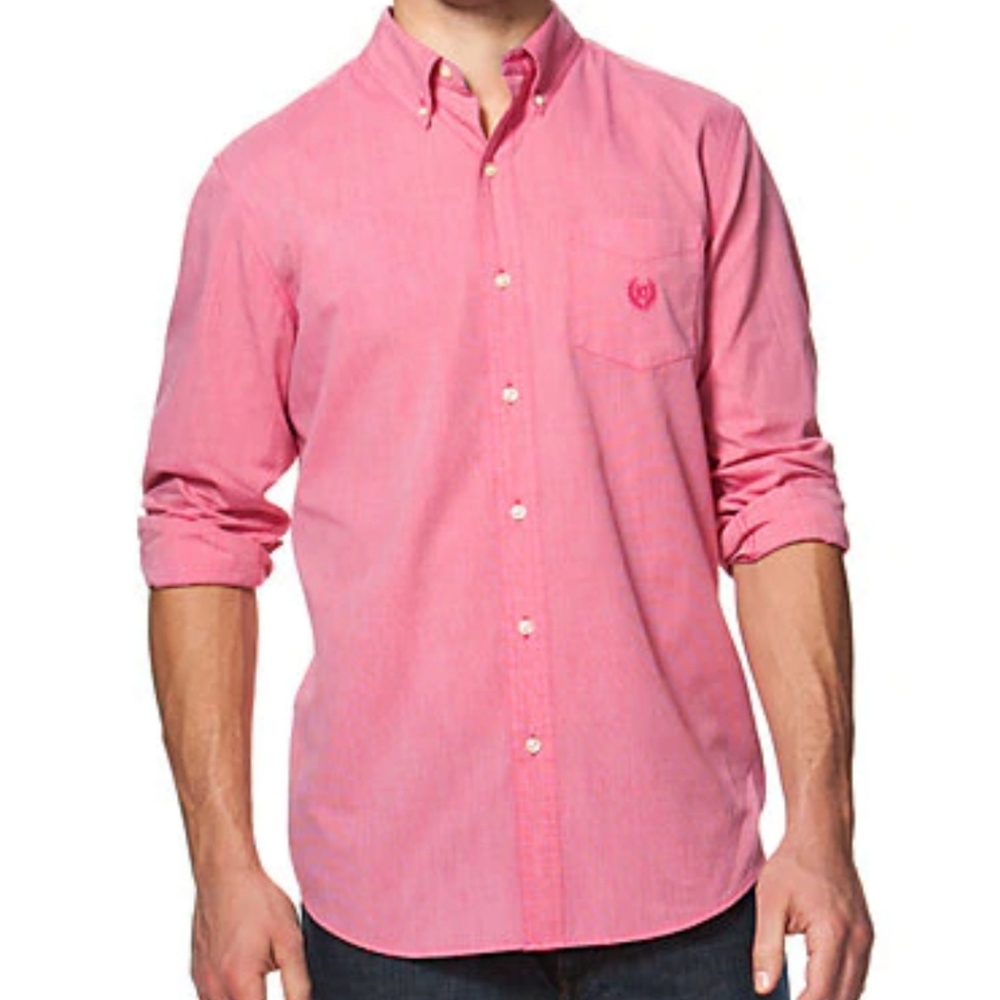 Pink Button Down Long Sleeve Shirt Stretch XL